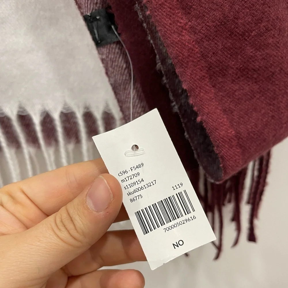Lane Bryant Oversized Cozy Plaid Winter Fringe Blanket Scarf New Red Grey